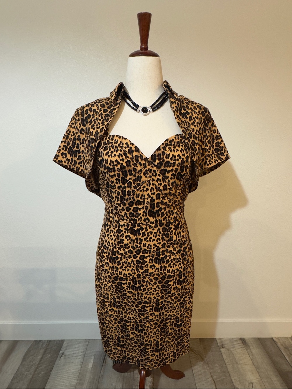 Lindy Bop Leopard Print Midi Dress with Bolero